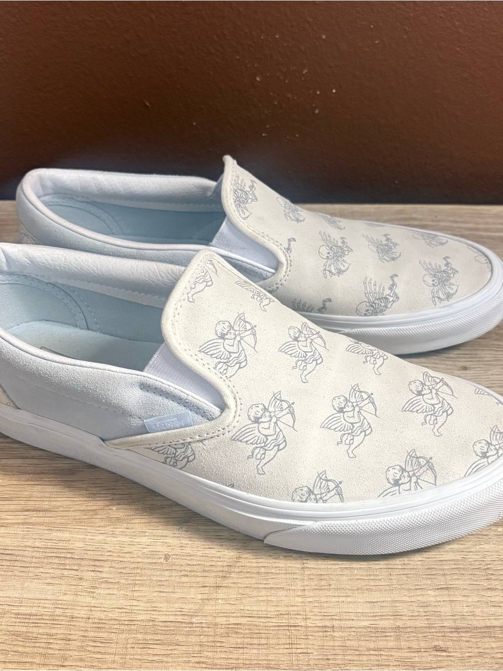 Vans White Slip On ‘Love You To Death’, Men’s 10.5, Women’s 12